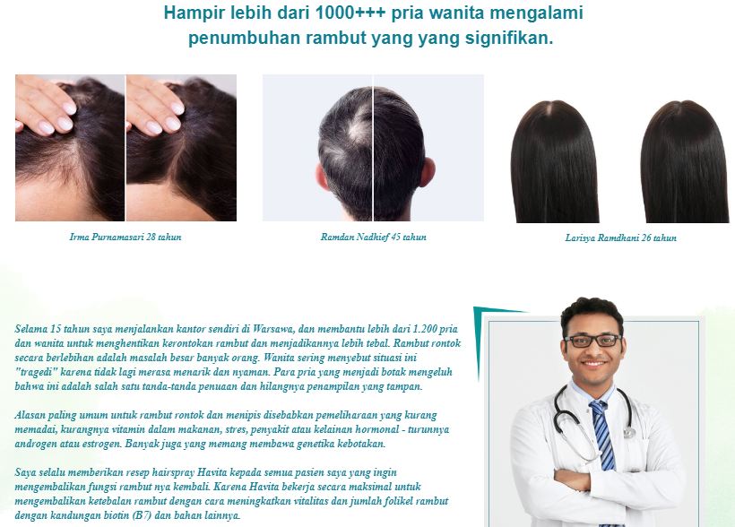Havita – Menghentikan Rambut Rontok Spray, Harga Di Indonesia! Ulasan